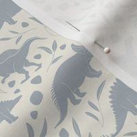 micro scale // dinosaurs - creamy white_ french grey blue - baby kids nursery