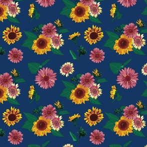Sunflowers Scattered - navy
