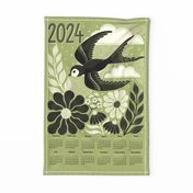 2024 Floral Swallow pea green Calendar