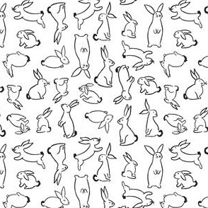 Black and white, color me in line bunnies, small