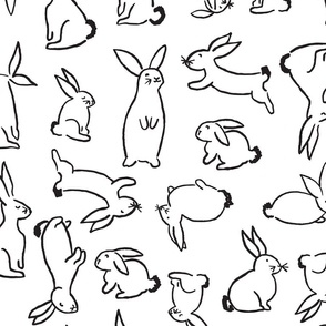 Black and white, color me in line bunnies, extra large / jumbo