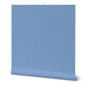 Textured Check - Ditsy Scale - Bright Aqua Blue and Soft Grey Blue - Linen Ikat fabric texture Checkers Checkerboard Beach Boy
