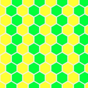 Honeycomb Hexagons in Neon Green and Yellow