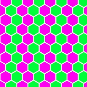 Honeycomb Hexagons in Neon Green and Pink