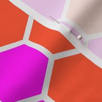 Honeycomb Hexagons in Neon Orange and Pink