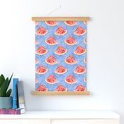 Watermelon Slices Watercolor on Blue
