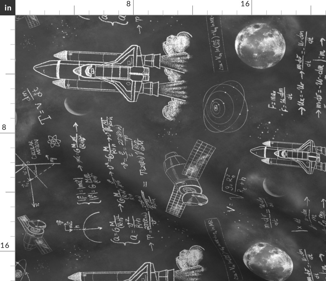 Chalkboard Formulas for Space Travel, Horizontal