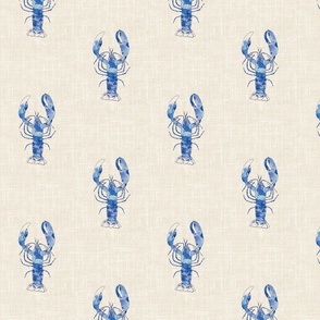 Blue Lobster on Linen, Faux Texture