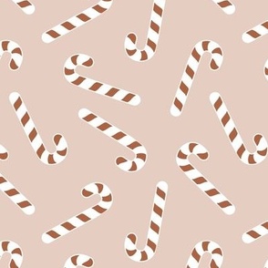 Christmas candy canes tossed dark brown/white medium 6x6