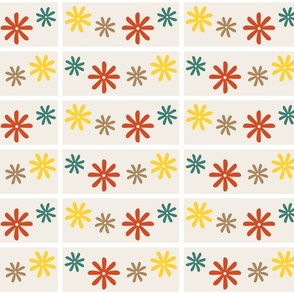 Green, yellow and red daisy tile/ medium