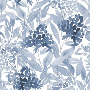 Full Blooms - Blues on White