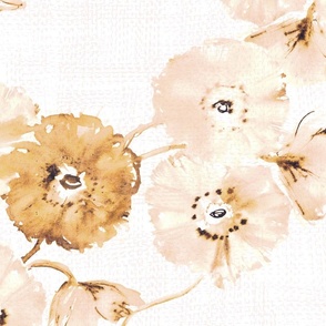 Modern painted flowers - earthy pink floral - poppy design 