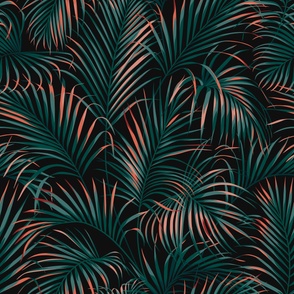 Boho Palms dark teal and terracotta