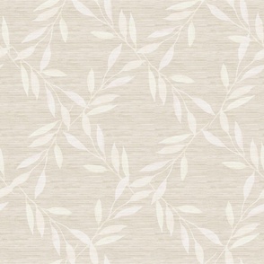 Faux Grasscloth - Earthy Modern - Leafy trellis in monotone beige - neutral 