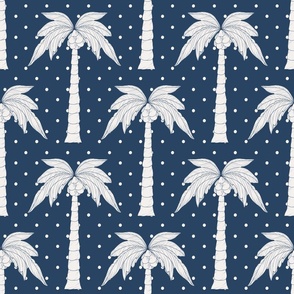 Large - Palm Cove - Palm Tree Block Print -   Marine Blue