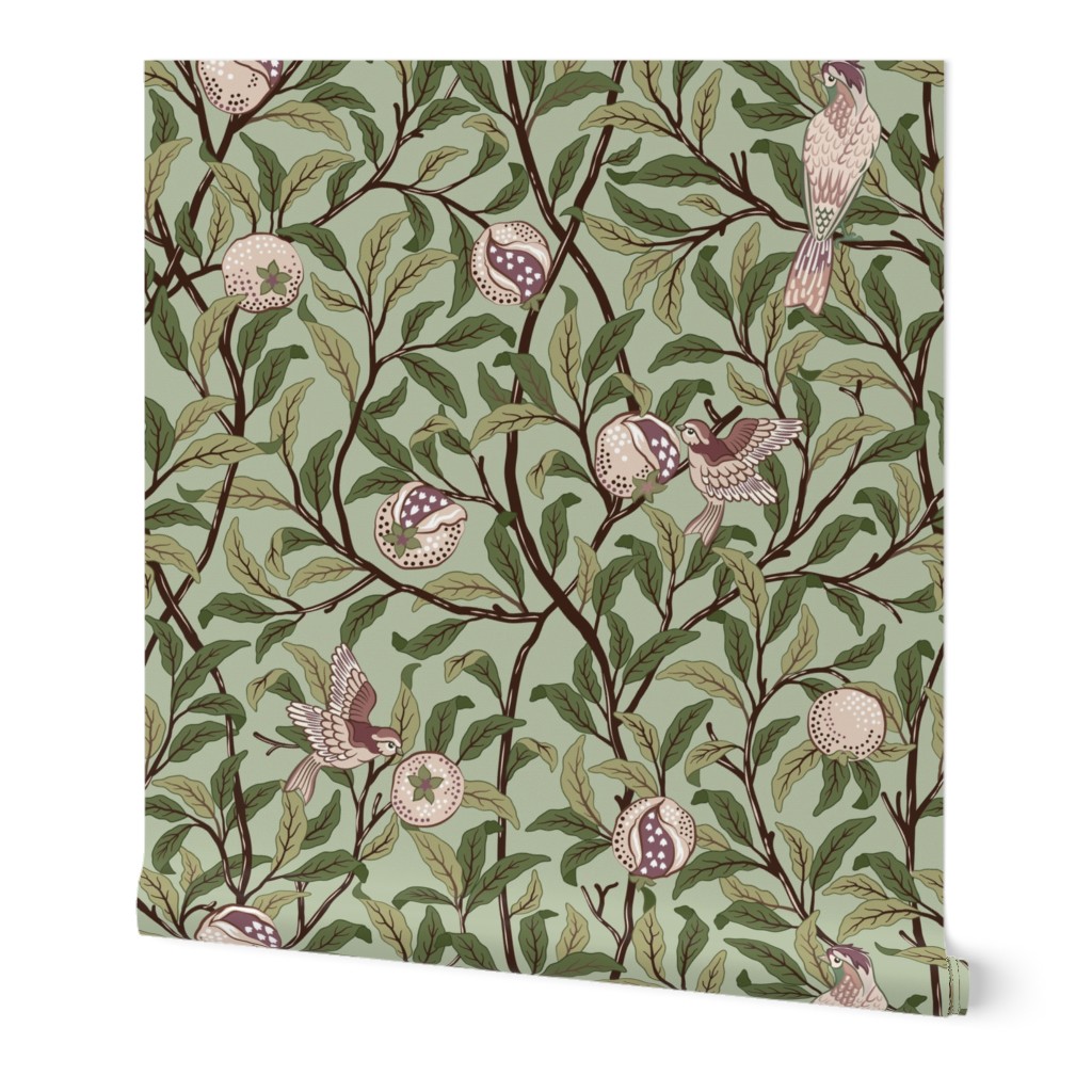 BIRD & POMEGRANATE IN FIG & THYME (Modern Vintage Style) - WILLIAM MORRIS