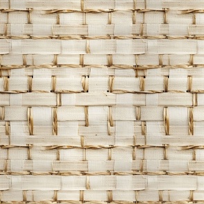 Woven Ivory Cream Beige Fabric with Gold Accent Modern Wallpaper Textile Textured Horizontal Reed Basket
