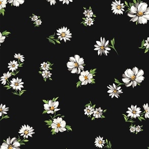 Cute Daisy Floral on Black