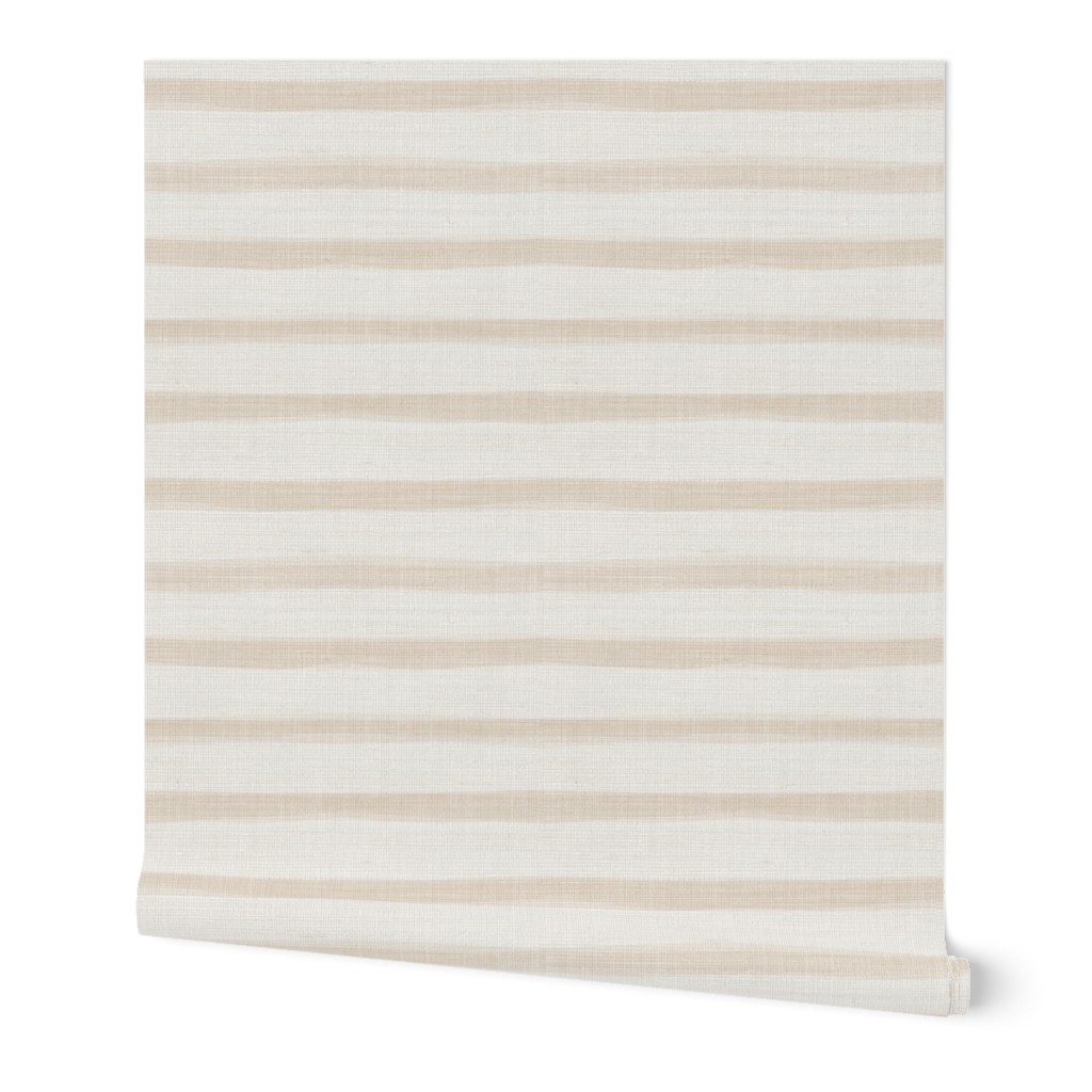 [M] Watercolor Horizontal Stripes - Coastal Boho Farmhouse - Beige Desert Sand