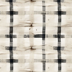 Woven Rustic Industrial Muslin Linen Black and White Modern Wallpaper Fabric Textiles Plaid Western Southwest