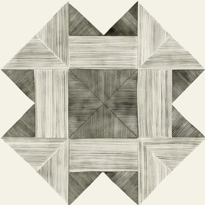 watercolor quilt - black_ creamy white_ black  - detailed geometric