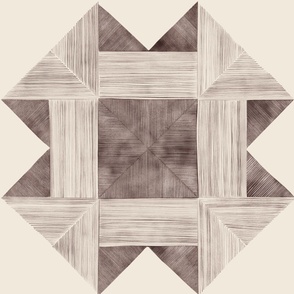 watercolor quilt - copper rose pink_ creamy white_ grey - detailed geometric