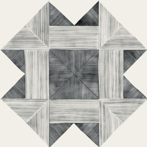 watercolor quilt - creamy white_ french grey_ black - detailed geometric