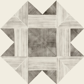 watercolor quilt - creamy white_ grey_ khaki brown - detailed geometric