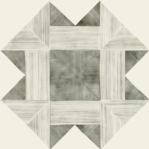 watercolor quilt - creamy white_ grey_ light sage green - detailed geometric