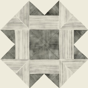 watercolor quilt - creamy white_ grey_ limed ash green  - detailed geometric