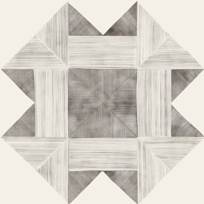watercolor quilt - creamy white_ grey_ silver rust blush - detailed geometric