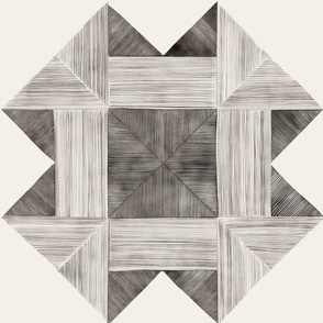 watercolor quilt - creamy white_ silver rust blush_ black - detailed geometric