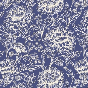 French Chrysanthemum Chic-Blue backgroung