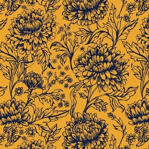 French Chrysanthemum Chic yellow background