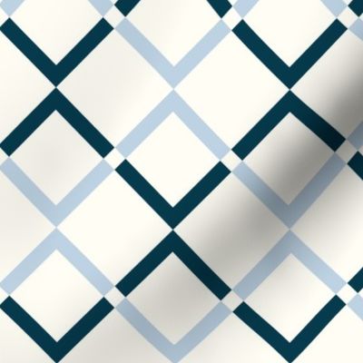 Blue Geometric Zig Zag Stripes on Petal Natural White