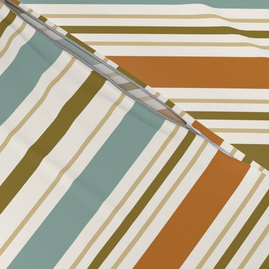 Piedmont Autumn Stripes-Farmhouse-Fall-Thanksgiving-Ochre Green Cream-Large