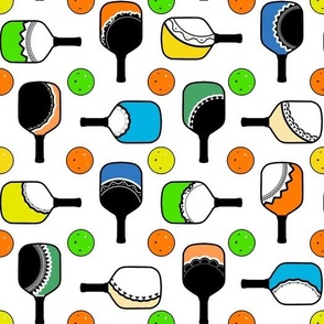 Colorful Pickleball Paddles with Interesting Designs - Green, Yellow, Orange Blue