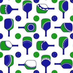Green and Blue Pickleball Paddles with Fun Designs