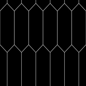 large Long Diamond Tiles black with white