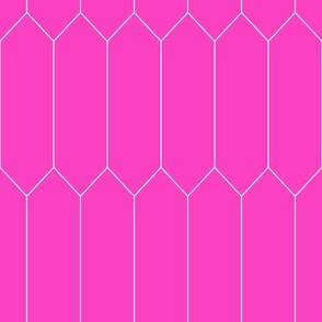 large Long Diamond Tiles hot pink with white