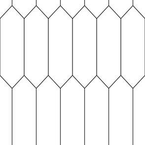 large Long Diamond Tiles white with black