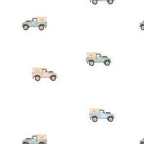 Safari Dreams - safari jeeps - white background