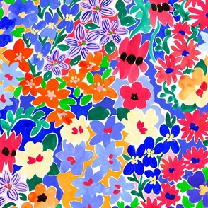 Abstract large scale aussie floral (blue  + Red)