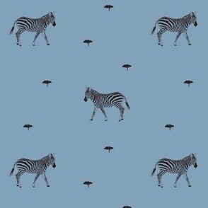 Safari Dreams - zebras - blue and black