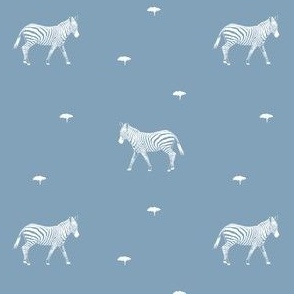 Safari Dreams - zebras - blue and white