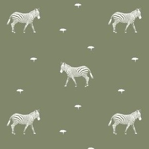 Safari Dreams - zebras - green and white