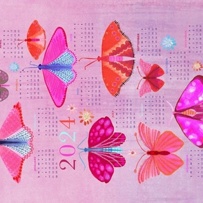 Pink hand painted Butterfly Calendar
