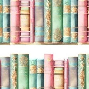 Shabby Cottage Books Shelf 12 in pink aqua 