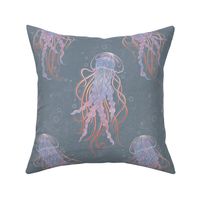 Jellyfish -  pastel pink, blue, orange - medium scale