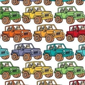 Medium Scale Jeep 4x4 Adventures Off Road All Terrain Vehicles Colorful Cars on White
